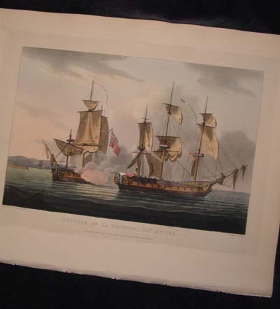 Jenkins' Naval Achievements. 1817 Aquatint. Capture of La Runion.