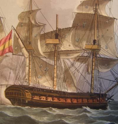 Jenkins' Naval Achievements. Aquatint 1817. Capture of The Mahonesa. 