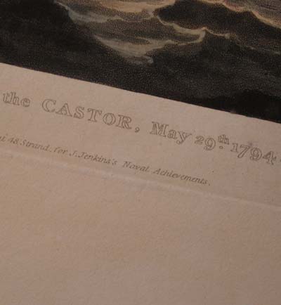 1794. Capture of The Castor. Jenkins' Naval Achievements. Aquatint 1817