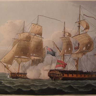 1798. Capture of the Liguria. Jenkins' Naval Achievements. Aquatint 1817