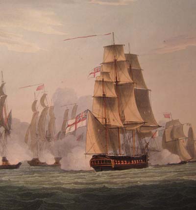 1810. Capture of Le Sparviere. Jenkins' Naval Achievements. Aquatint 1817