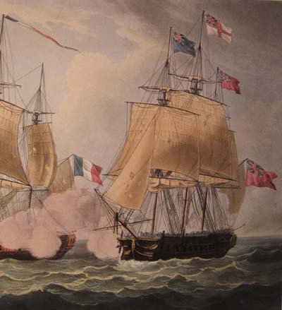 1814. Capture of the Clorinde Jenkins' Naval Achievements. Aquatint 1817