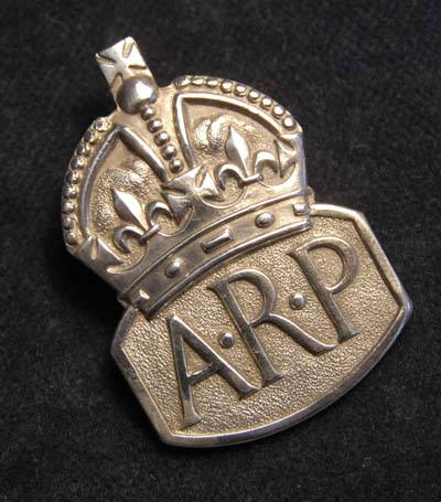 ARP (Air Raid Precautions) 1938 Silver Hallmarked Buttonhole Badge