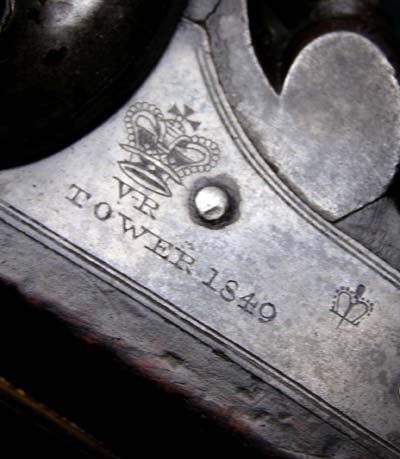 Royal Navy Victorian Tower 1849 Dated Flintlock Pistol