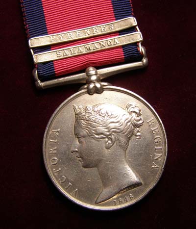 Military General Service Medal. Salamanca & Pyrenees Clasps - Wounded - 32nd Foot