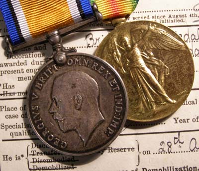 WWI Medal Pair | Tank Corps | Discharge Certificate & Photograph.