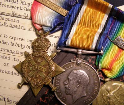 WWI Medal Trio. Officer. Founder Member Intelligence Corps. 1914.