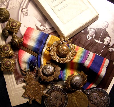 1914 Star Medal Trio & RFRLS Medal + Grouping To Royal Marine.