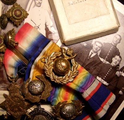1914 Star Medal Trio & RFRLS Medal + Grouping To Royal Marine.