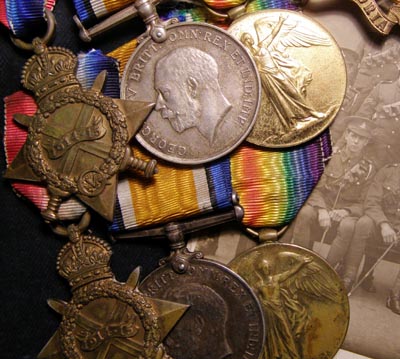 Two WWI 1914-15 Medal Trios. Brothers Landed France Same Day, Both With RFA.