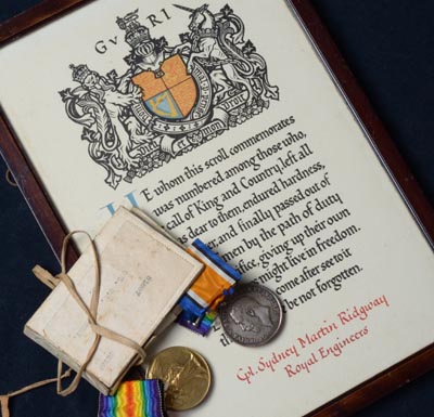 WWI Scroll & Medal Pair | Royal Engineers | KIA |Provenance.