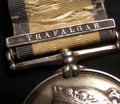 Naval General Service Medal. Trafalgar Clasp. HMS Defiance.