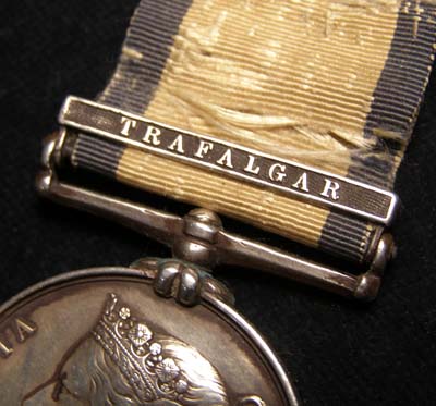 Naval General Service Medal. Trafalgar Clasp. HMS Defiance.