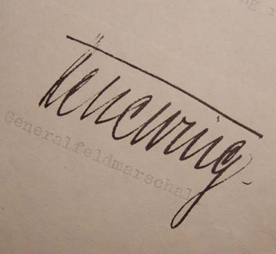 Albert Kesselring | Luftwaffe Generalfeldmarshall | Signature.