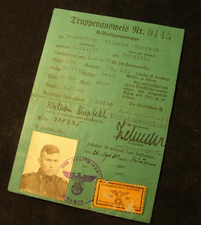 SS-VT Truppenausweis 'Deutschland' Regiment - Rare !