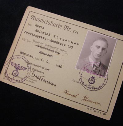 Munich Postal Inspector 1940 Ausweis - Hauptstadt der Bewegung