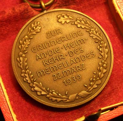 Memel Medal With Case Of Issue