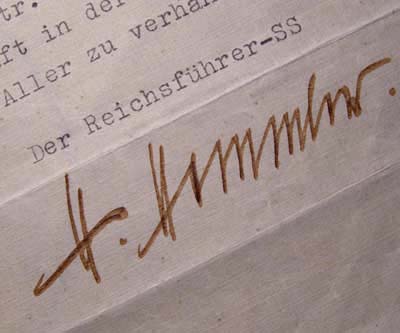 Himmler's Signature. Hand-Signed Document. Great Content.           