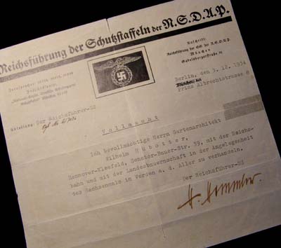 Himmler's Signature. Hand-Signed Document. Great Content.           