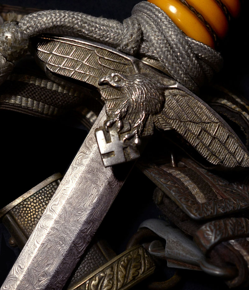 Luftwaffe Damascus Blade Dagger By Paul Dinger For Tiger Solingen | Discounted