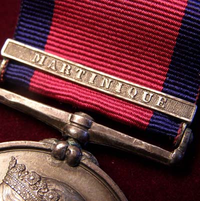 Military General Service Medal. Martinique Clasp. Lieutenant Kelly. 25th Regiment of Foot.