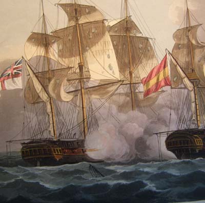 Jenkins' Naval Achievements. Aquatint 1817. Capture of The Mahonesa. 