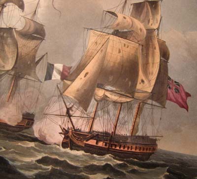 1794. Capture of The Castor. Jenkins' Naval Achievements. Aquatint 1817
