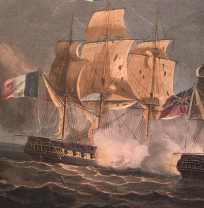 Capture of La Gloire 1795 | Jenkins' Naval Achievements | Aquatint 1817