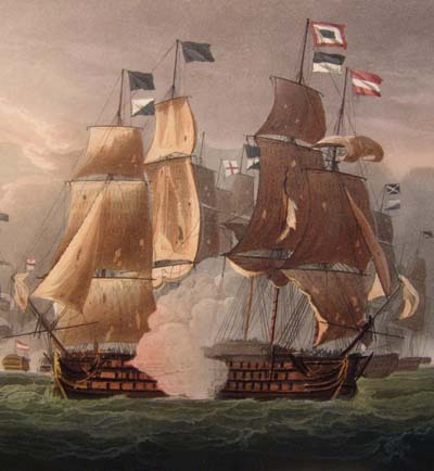 Jenkins' Naval Achievements. Aquatint 1817. Battle off Cape St.Vincent.