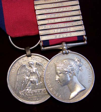 Waterloo & Military General Service Medal. 8 Clasps. Cameron Highlanders.