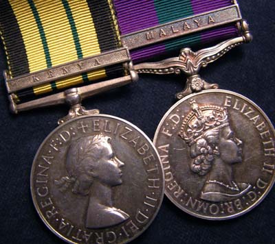 Kenya Medal  & General Service Medal Malaya Clasp | Rifle Brigade.
