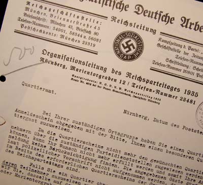 NSDAP Reichsparteitages Document. Brown House.