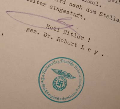 NSDAP Document. Signed.  