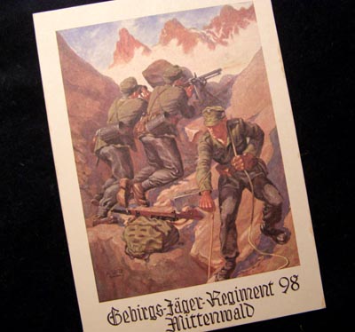 Gebirgs-Jager Regiment 98 Postcard.