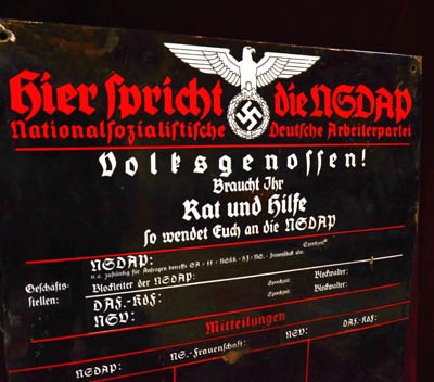  NSDAP ENAMEL SIGN | 'Hier Spricht' 