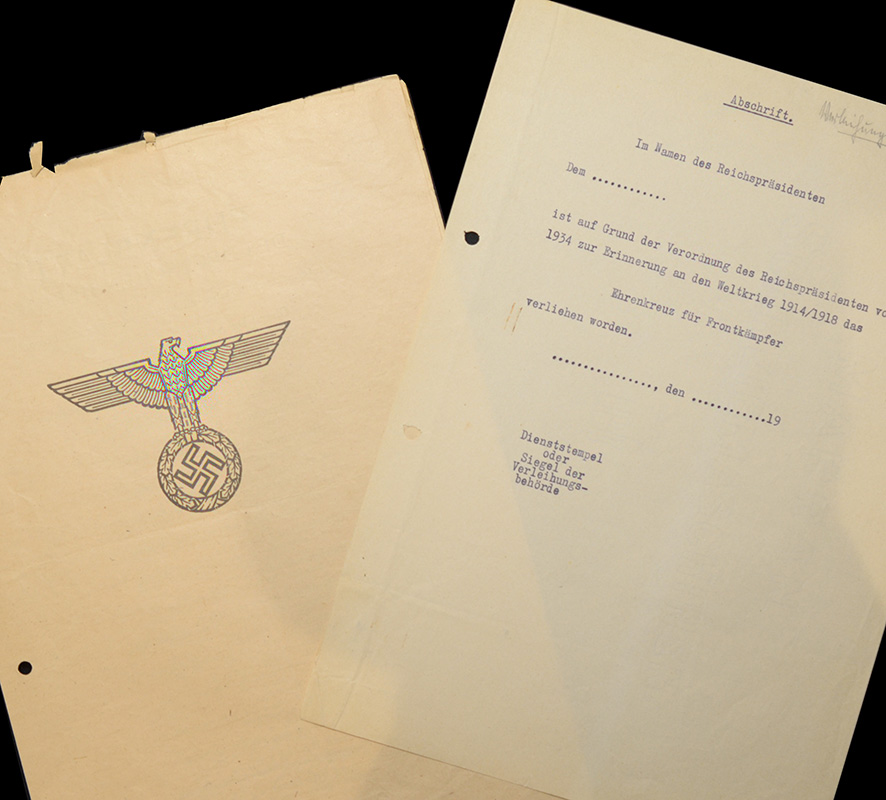 Ehrenblatt Sheet 1943 | 1914-18 Blank Award Document