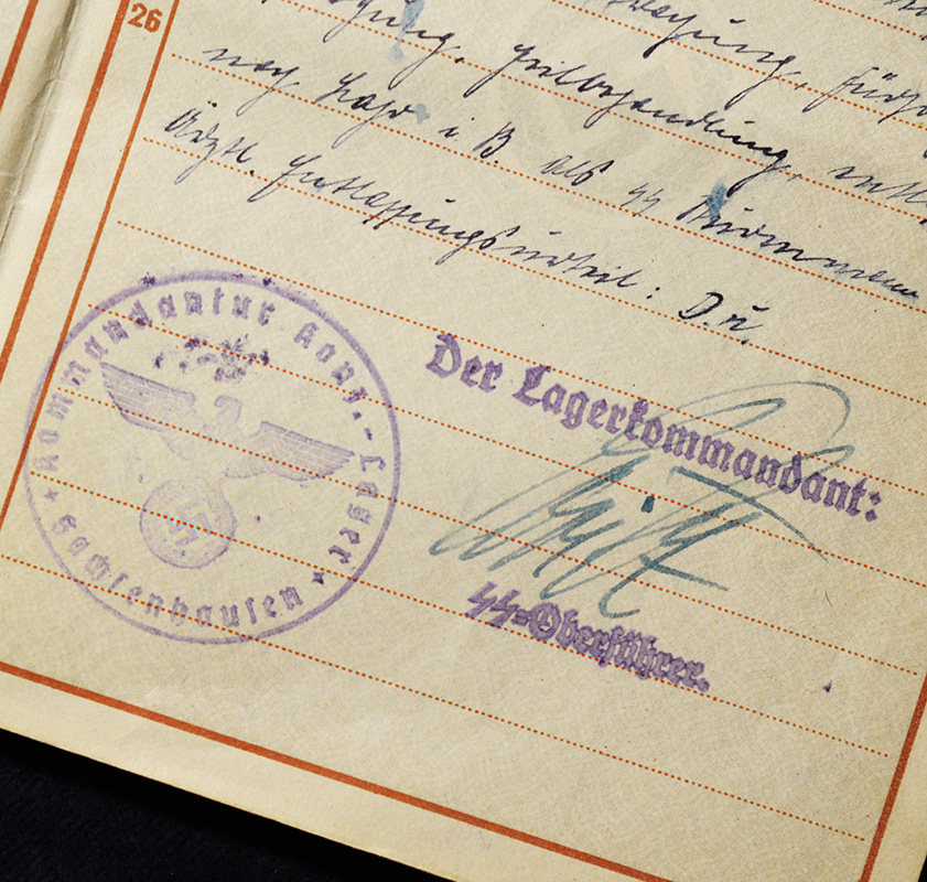 SS Sachsenhausen Camp Commandant Signature | Paradis Massacre Wehrpass