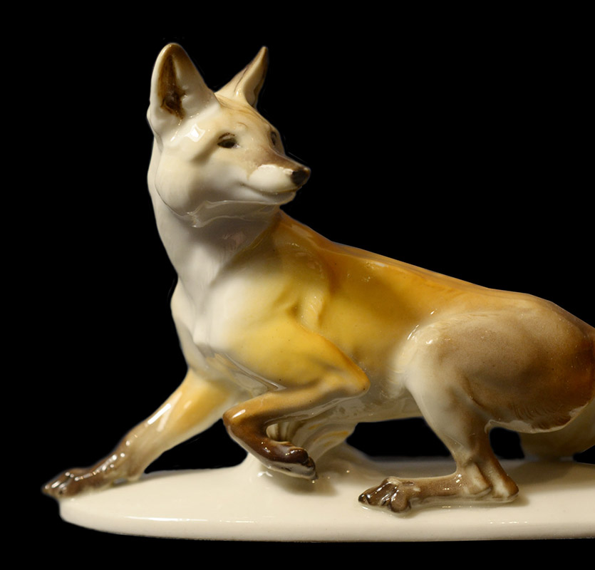 Allach Porcelain  Sneaking Fox | Model No.79 By Karner | Painted