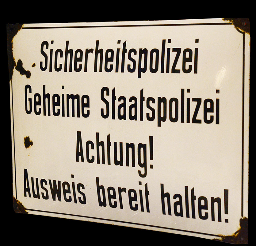 Gestapo & Security Police Enamel Sign | Attention - Produce Identity Documents