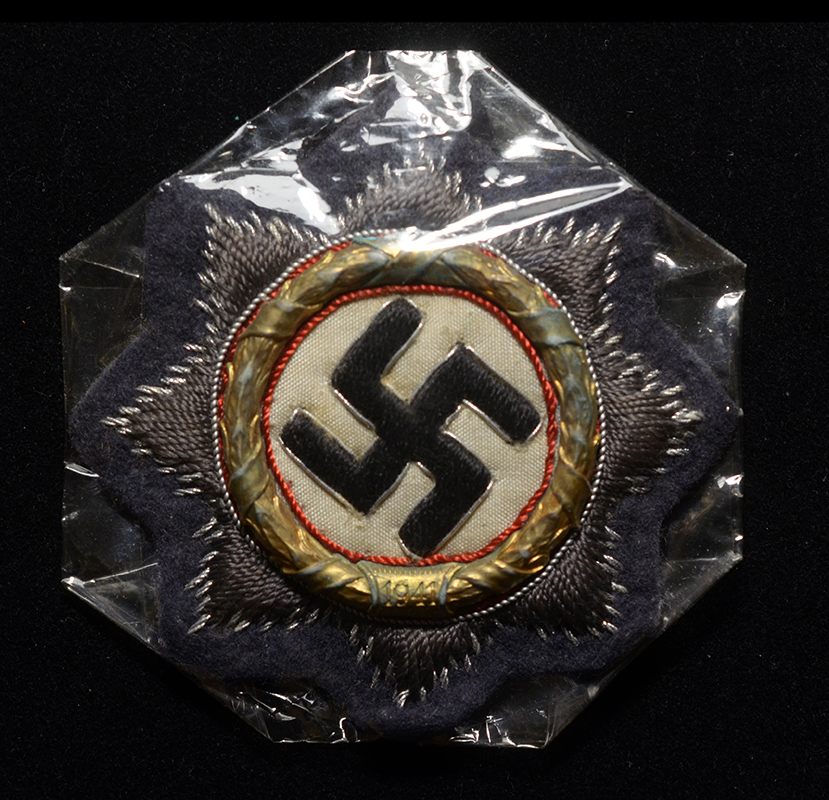 German Cross In Gold Cloth Version | Luftwaffe Backing | Unused From Stores