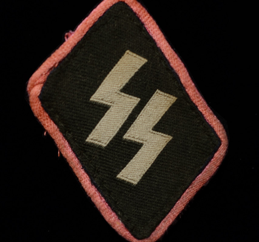 Waffen-SS Panzer Pink-Piped Runic Panzer Collar Patch | Service Used
