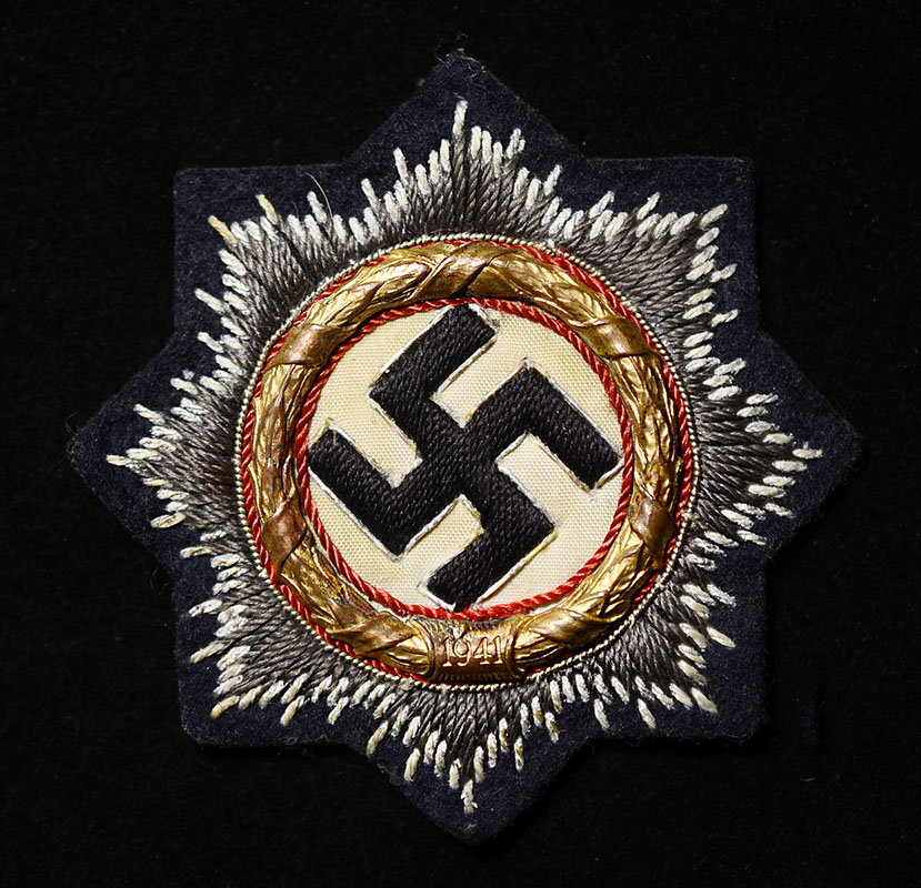 German Cross In Gold Cloth Version | Navy Blue Backing For Kriegsmarine